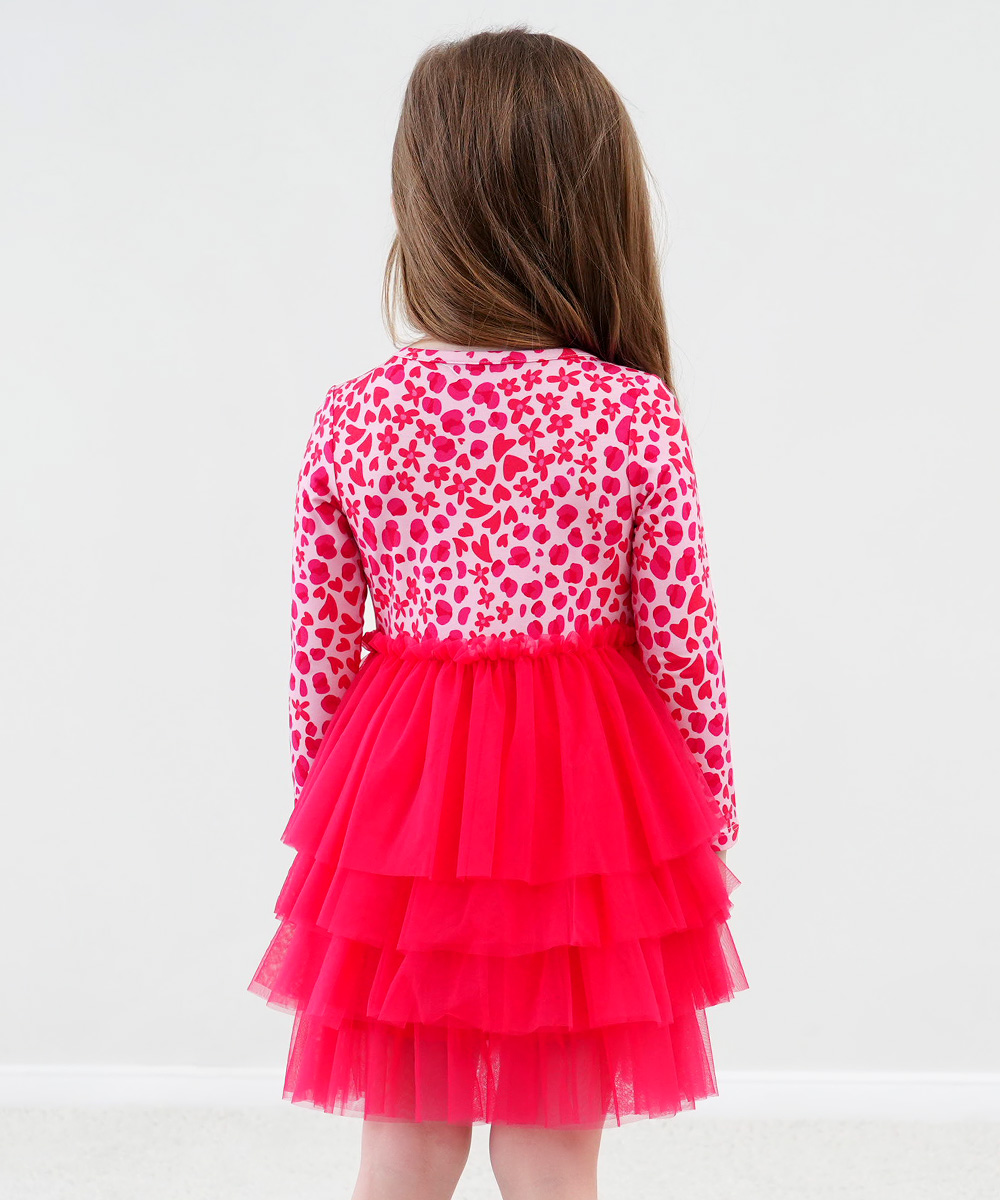 2T-6Y Toddler Girl Bamboo Long Sleeve Tulle Dress