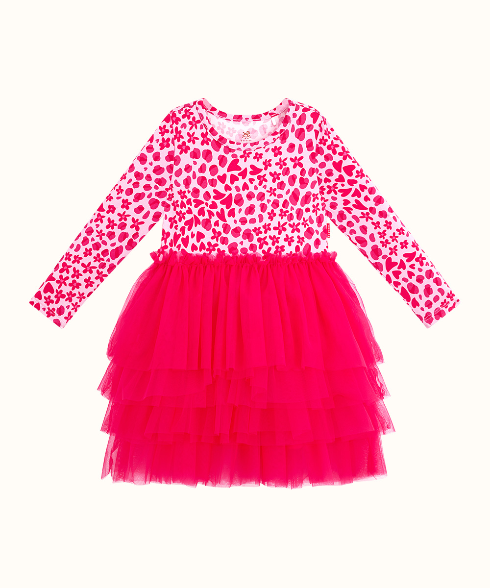 2T-6Y Toddler Girl Bamboo Long Sleeve Tulle Dress