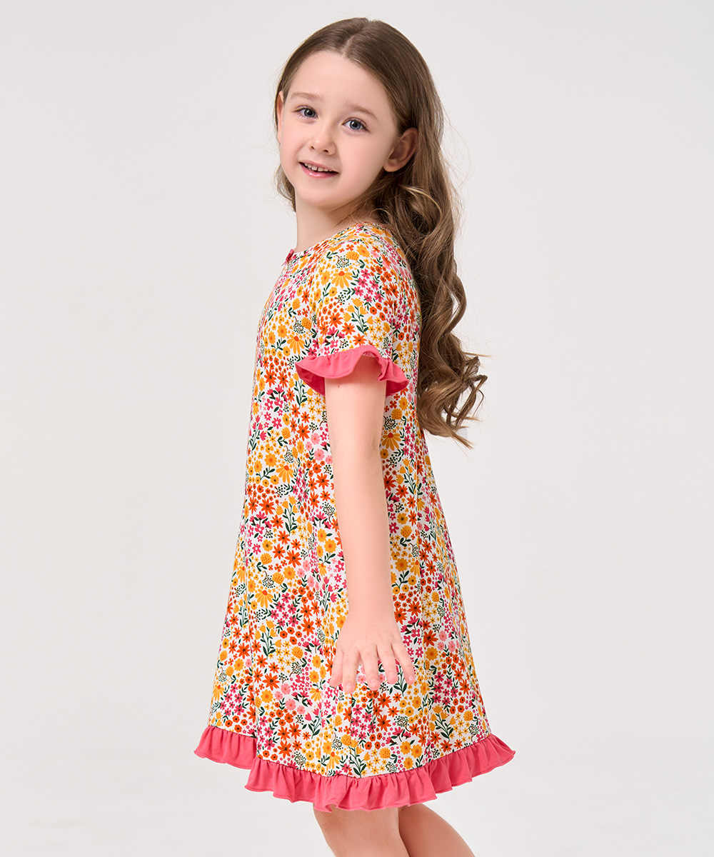 Big Girls Bamboo Ruffle Sleeve Dresses
