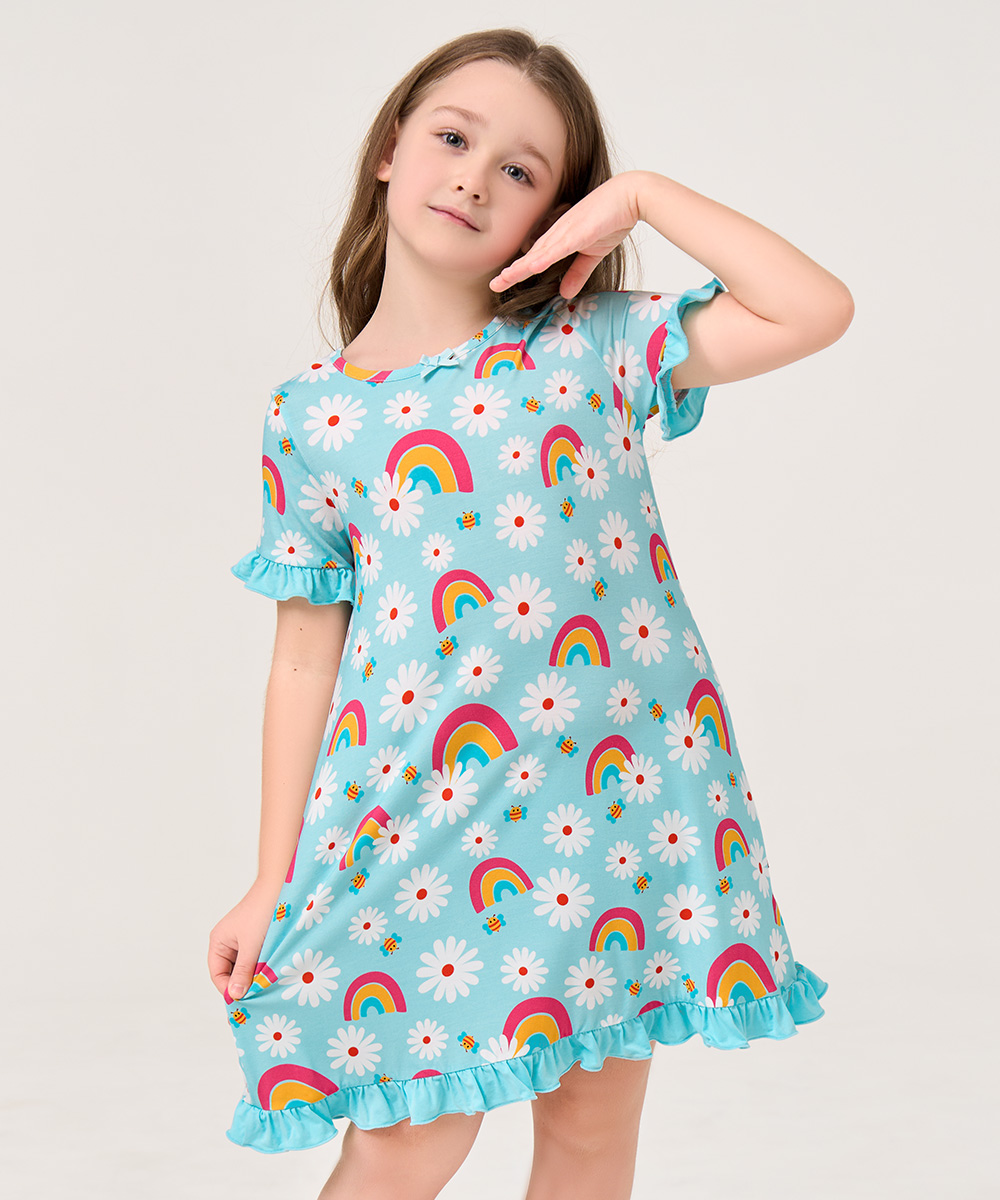 Big Girls Bamboo Ruffle Sleeve Dresses