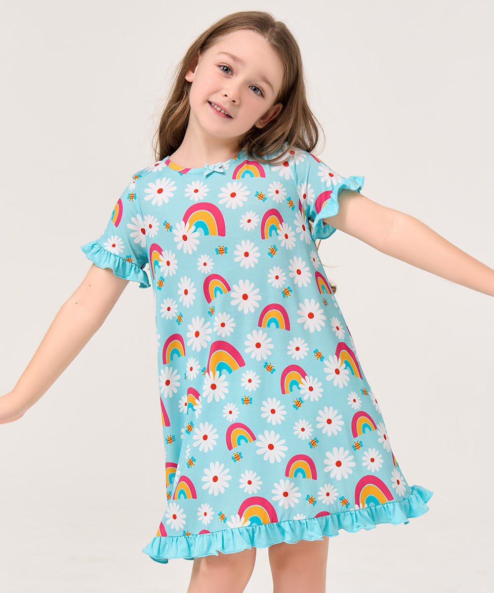 Big Girls Bamboo Ruffle Sleeve Dresses
