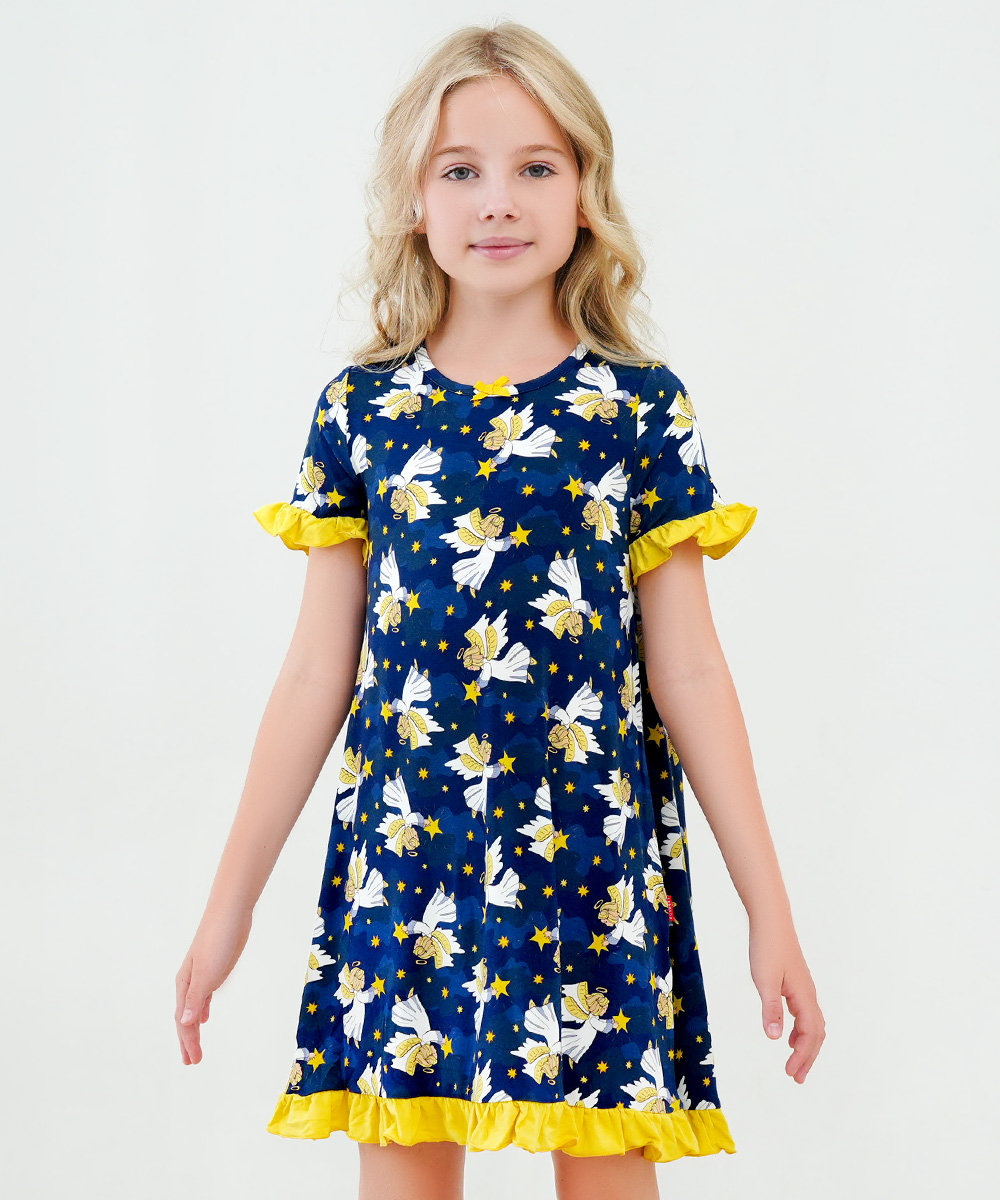 Big Girls Bamboo Ruffle Sleeve Dresses