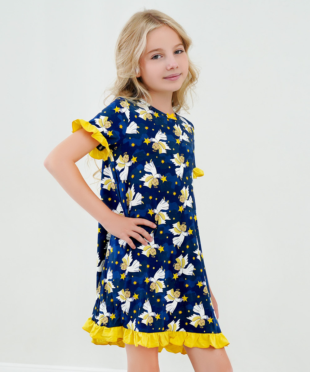 Big Girls Bamboo Ruffle Sleeve Dresses