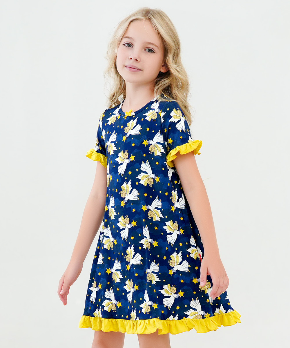 Big Girls Bamboo Ruffle Sleeve Dresses