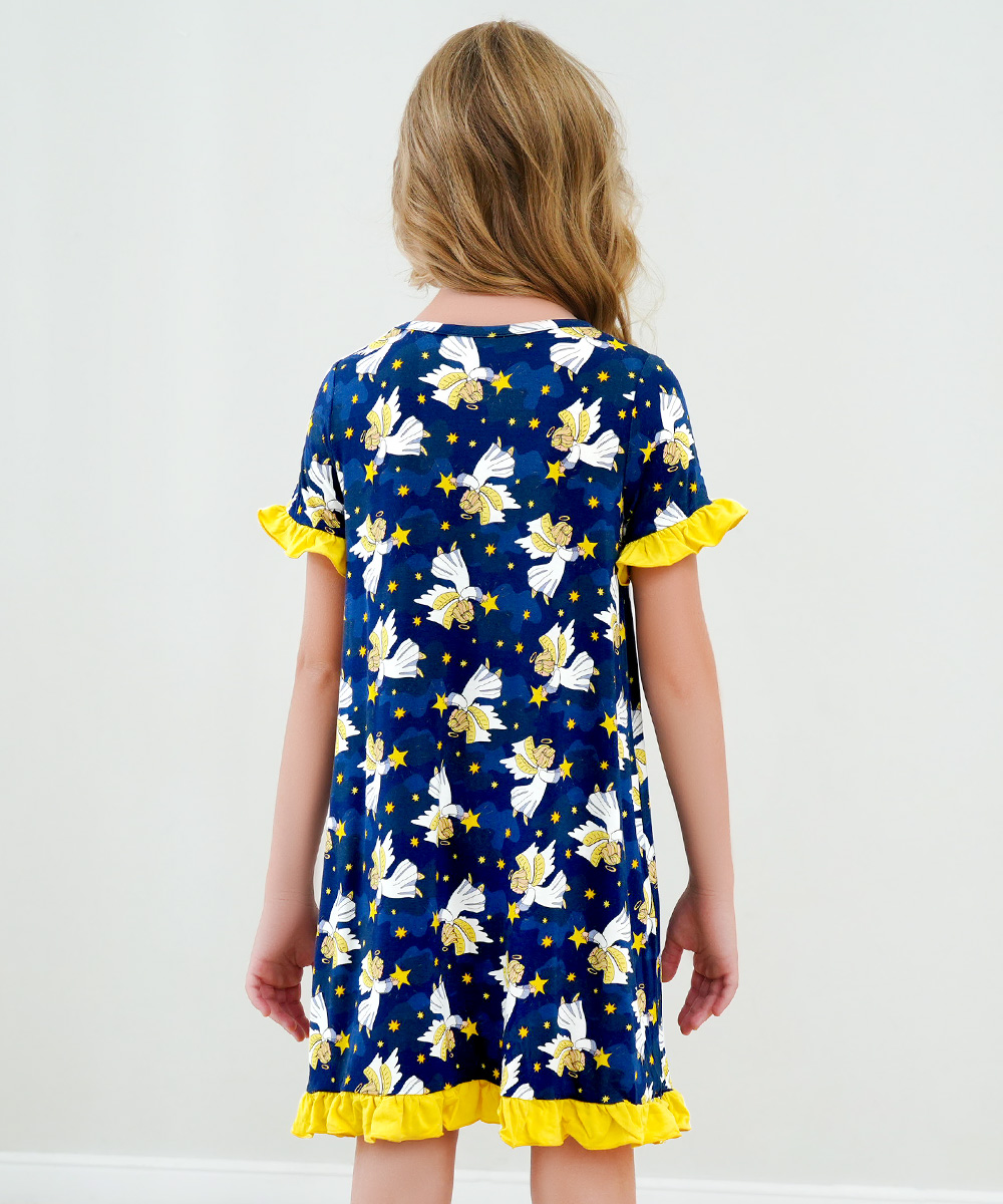 Big Girls Bamboo Ruffle Sleeve Dresses