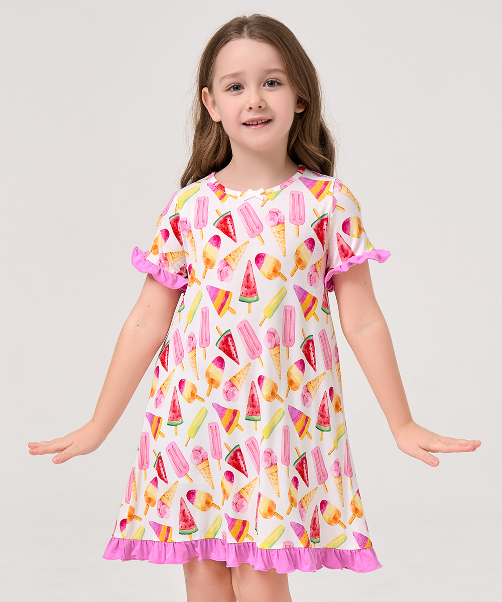 Big Girls Bamboo Ruffle Sleeve Dresses