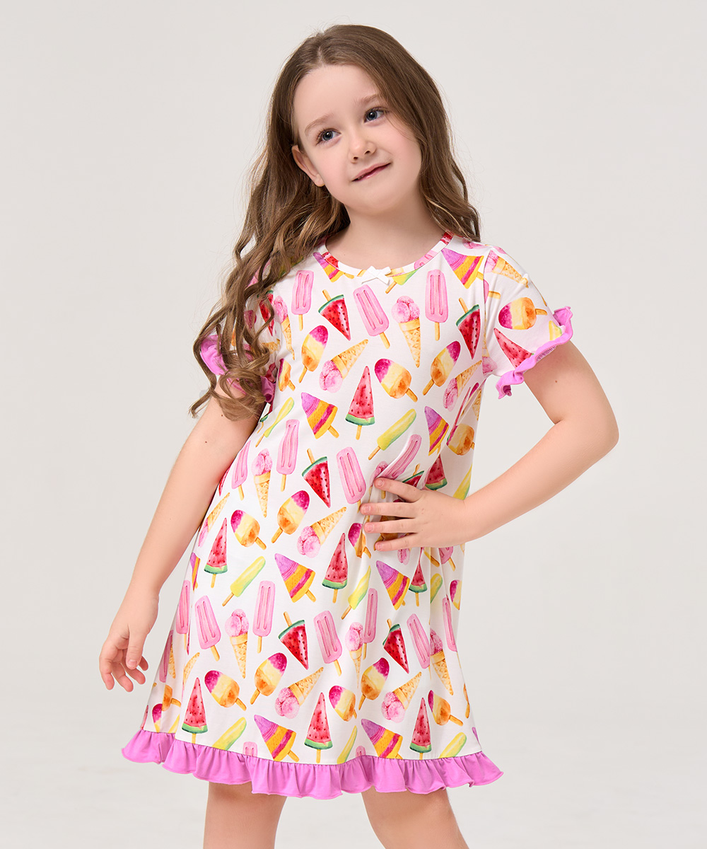 Big Girls Bamboo Ruffle Sleeve Dresses