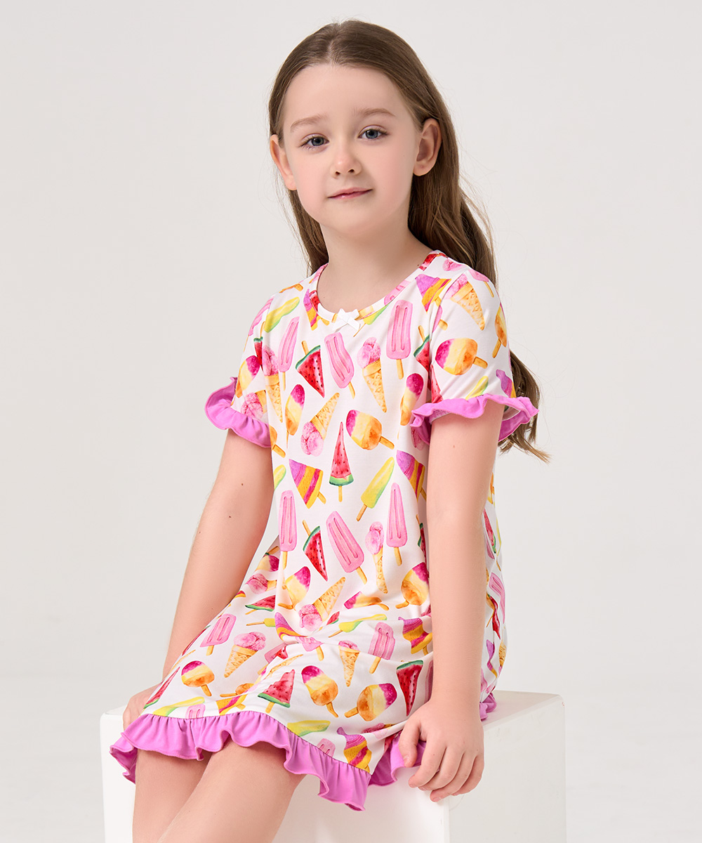Big Girls Bamboo Ruffle Sleeve Dresses