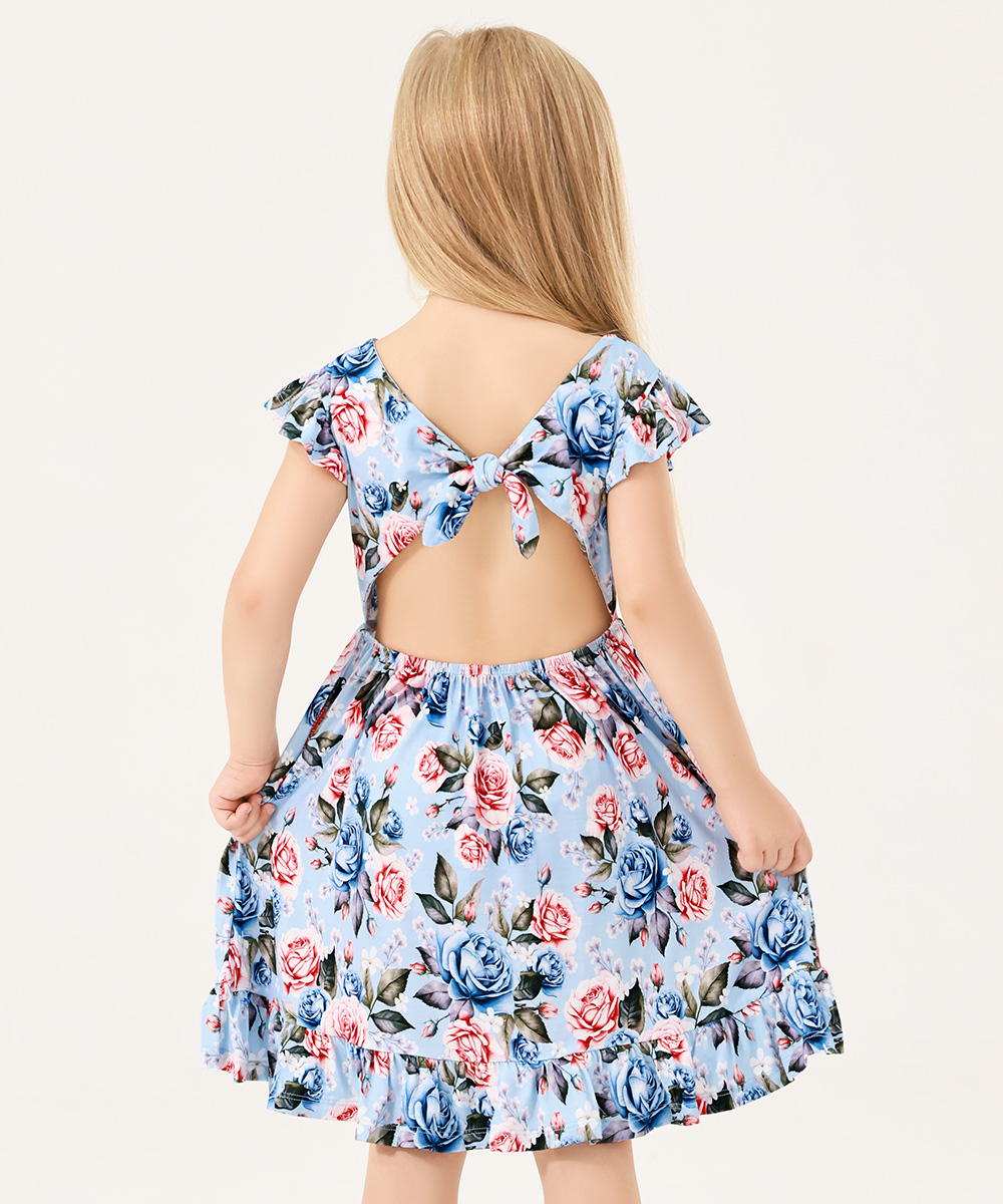 Girls Cutout on Back Sleeveless Dress