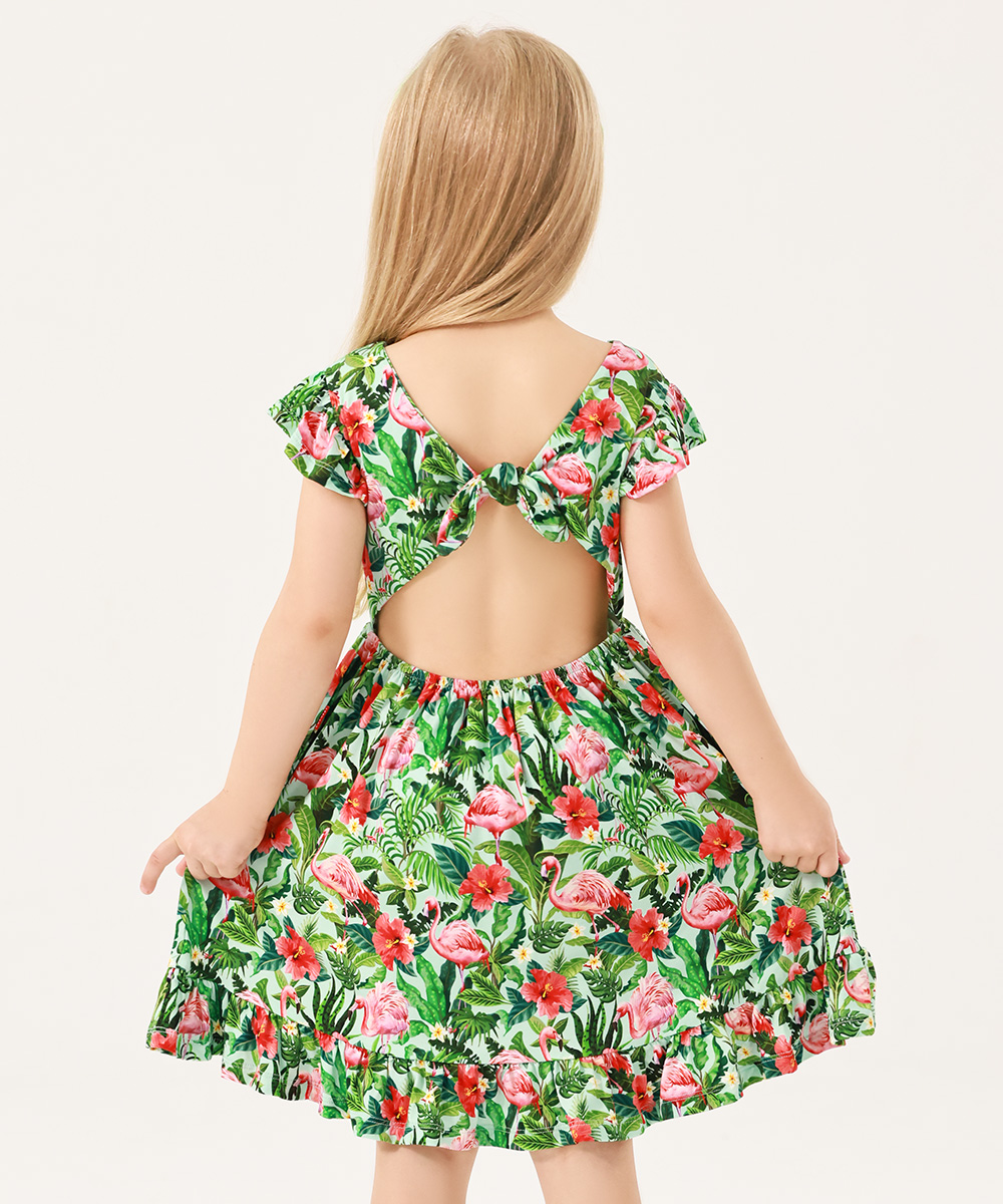 Girls Cutout on Back Sleeveless Dress