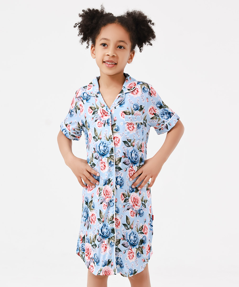Big Girls Bamboo Short Sleeve Sleepshirt Dresses