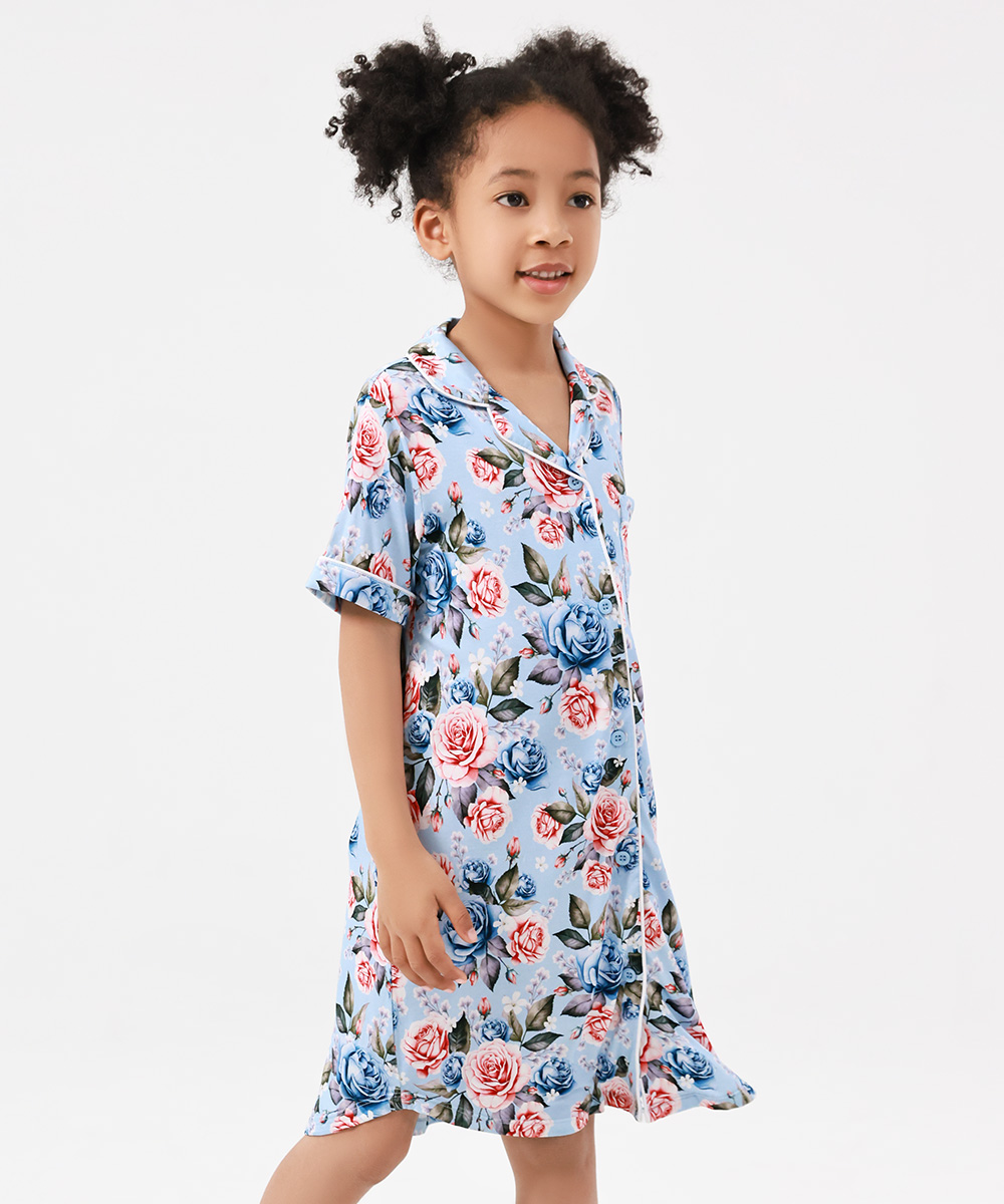 Big Girls Bamboo Short Sleeve Sleepshirt Dresses