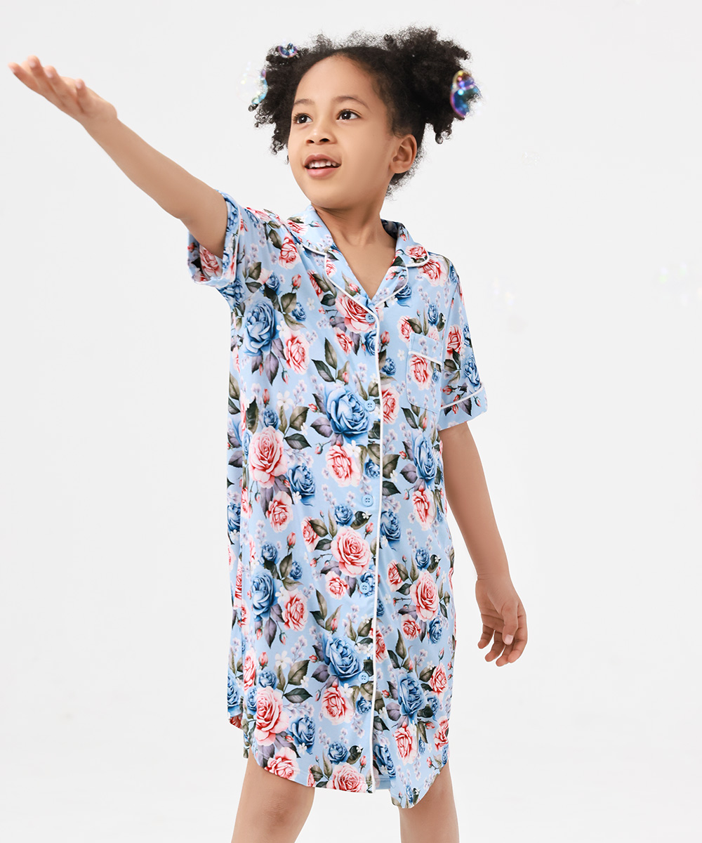 Big Girls Bamboo Short Sleeve Sleepshirt Dresses