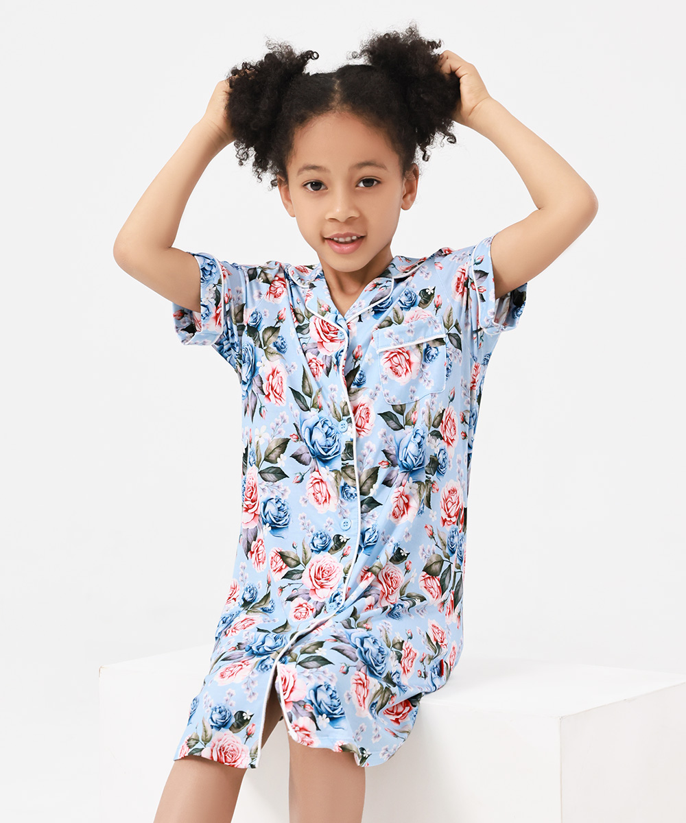 Big Girls Bamboo Short Sleeve Sleepshirt Dresses