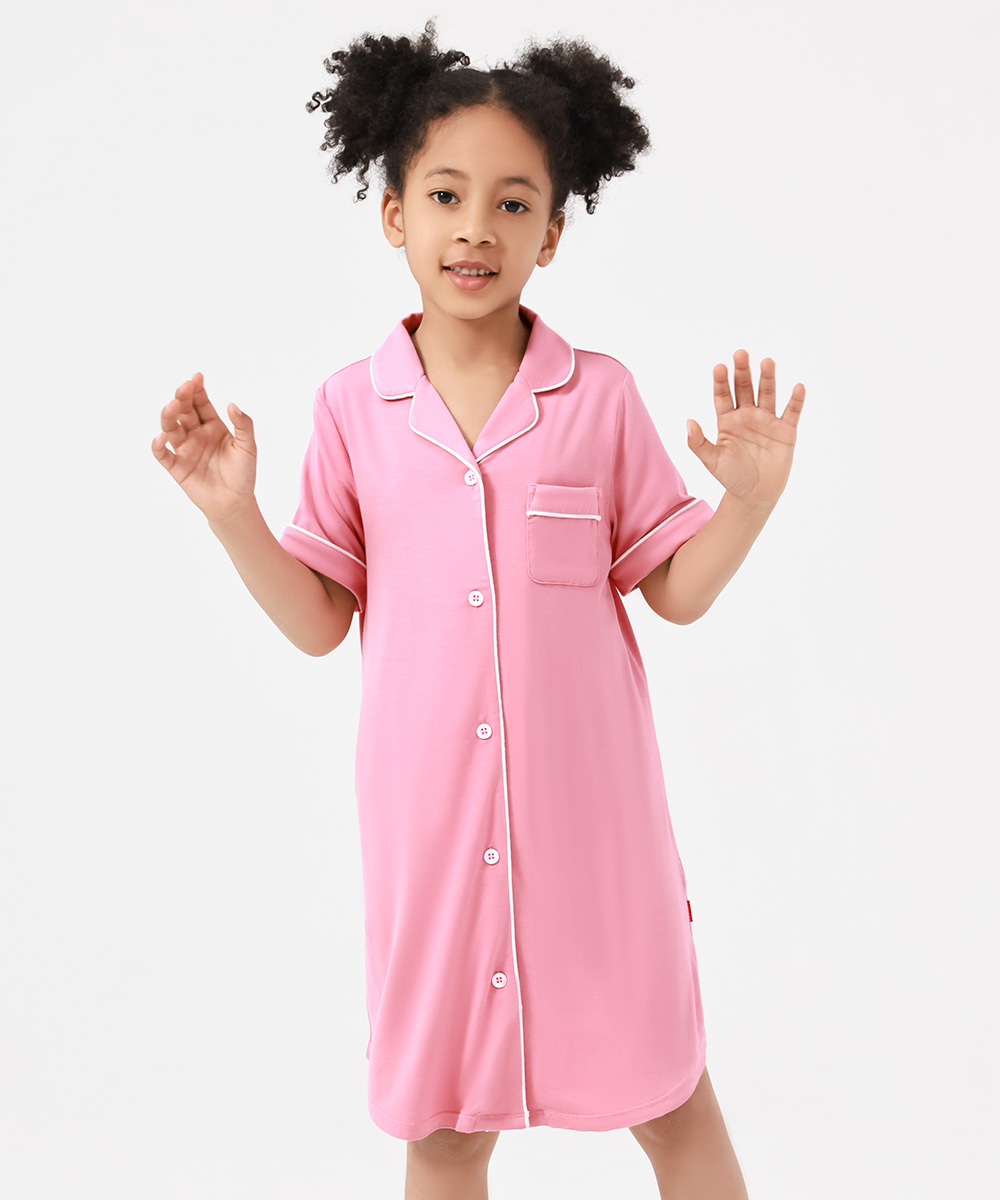 Big Girls Bamboo Short Sleeve Sleepshirt Dresses