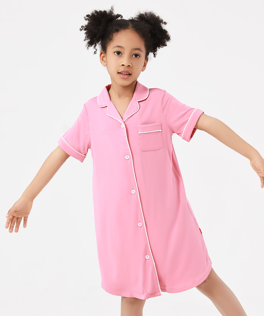 Big Girls Bamboo Short Sleeve Sleepshirt Dresses