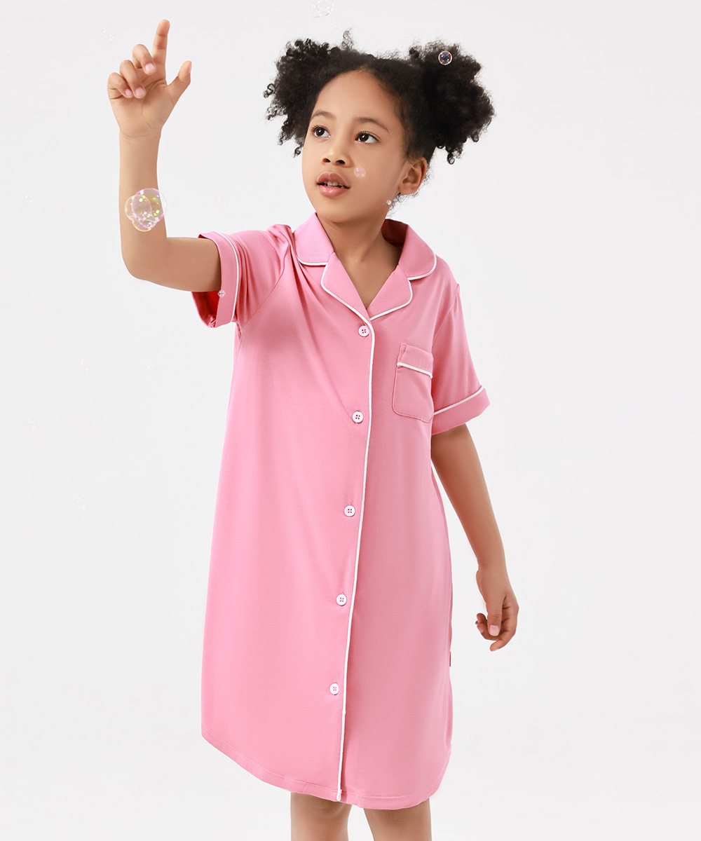 Big Girls Bamboo Short Sleeve Sleepshirt Dresses