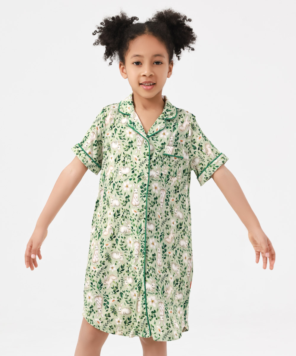 Big Girls Bamboo Short Sleeve Sleepshirt Dresses