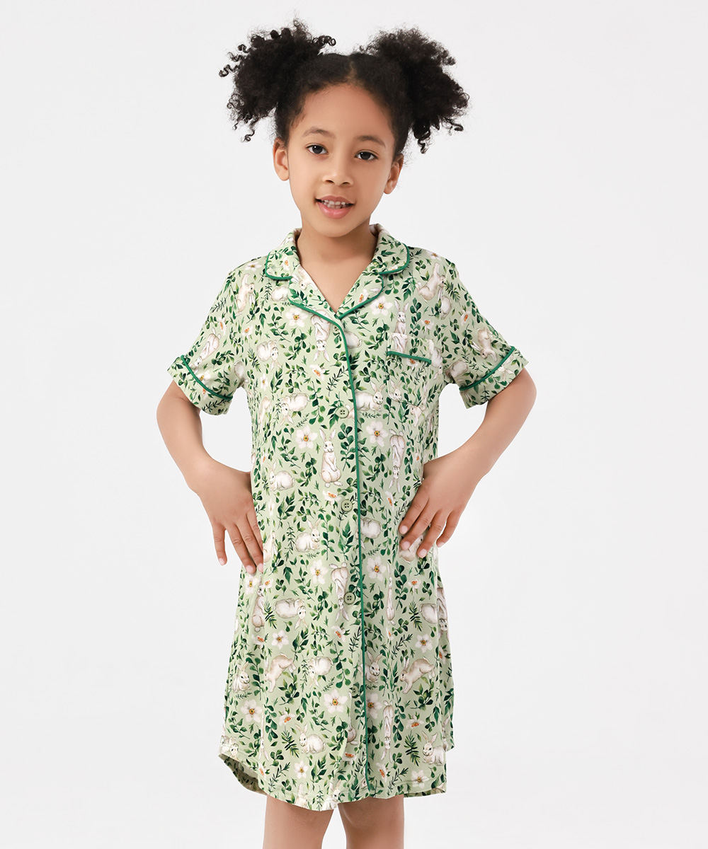 Big Girls Bamboo Short Sleeve Sleepshirt Dresses