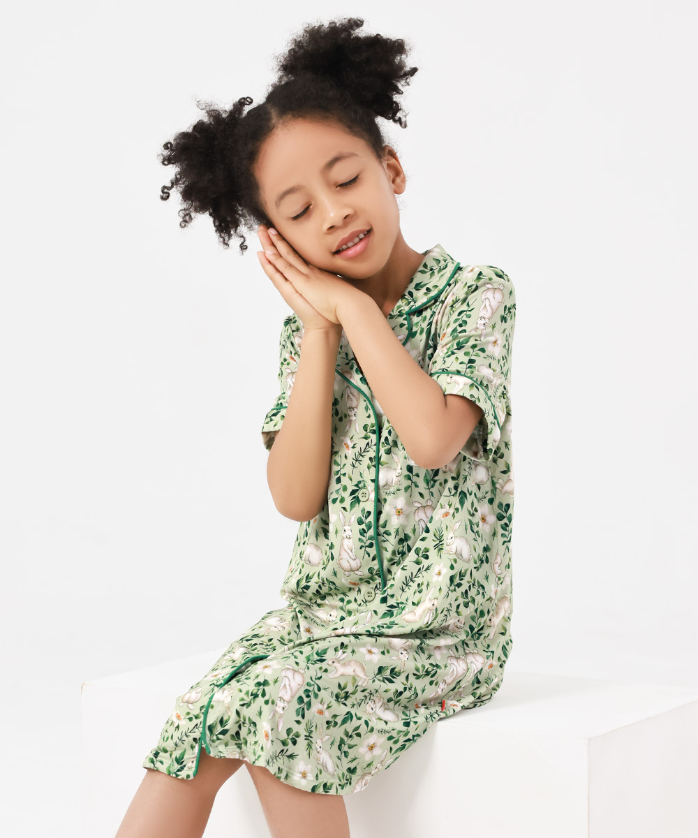 Big Girls Bamboo Short Sleeve Sleepshirt Dresses