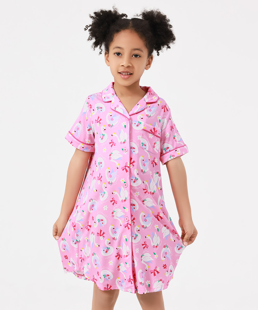 Big Girls Bamboo Short Sleeve Sleepshirt Dresses