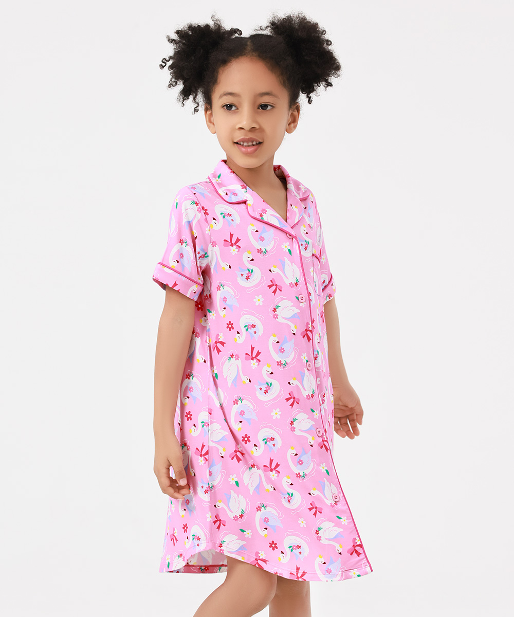 Big Girls Bamboo Short Sleeve Sleepshirt Dresses