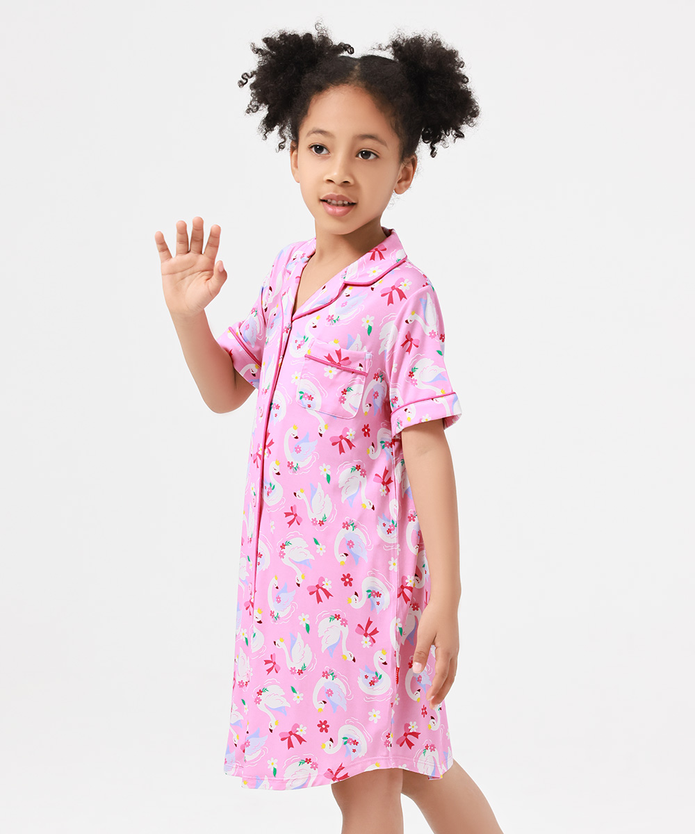 Big Girls Bamboo Short Sleeve Sleepshirt Dresses