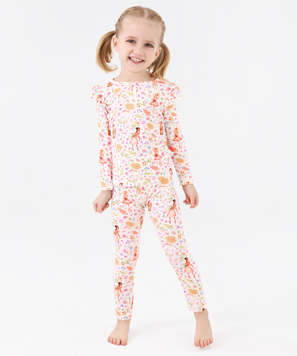Toddler Girl Pajamas Ruffled Long Sleeve Pajamas