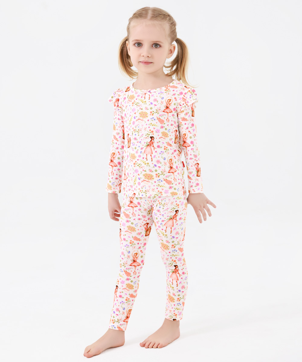Toddler Girl Pajamas Ruffled Long Sleeve Pajamas