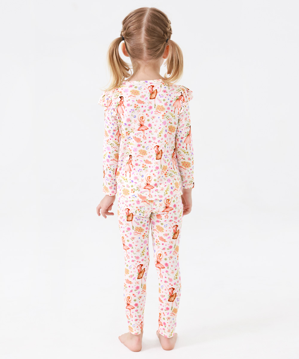 Toddler Girl Pajamas Ruffled Long Sleeve Pajamas