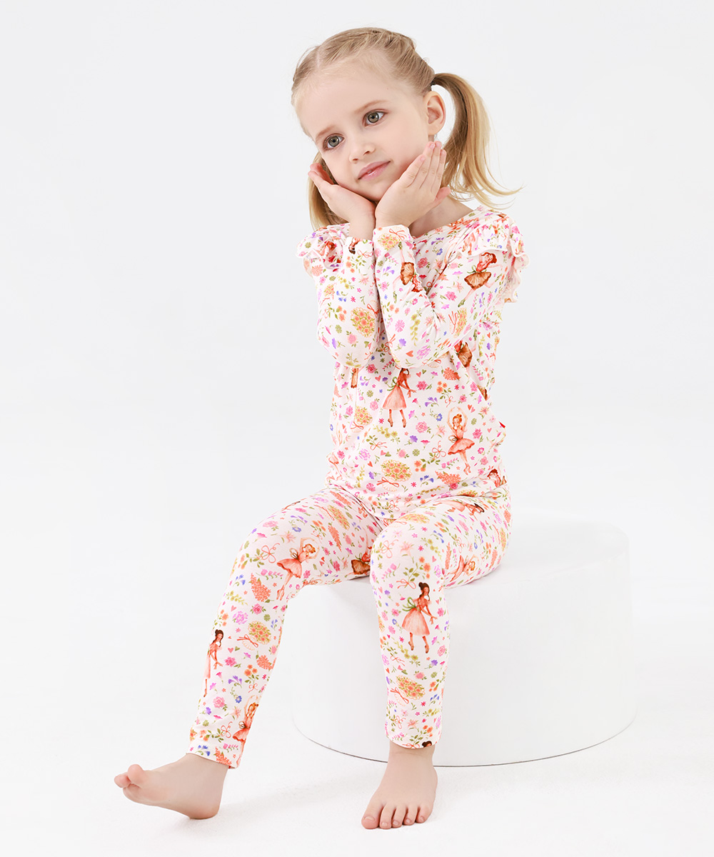 Toddler Girl Pajamas Ruffled Long Sleeve Pajamas