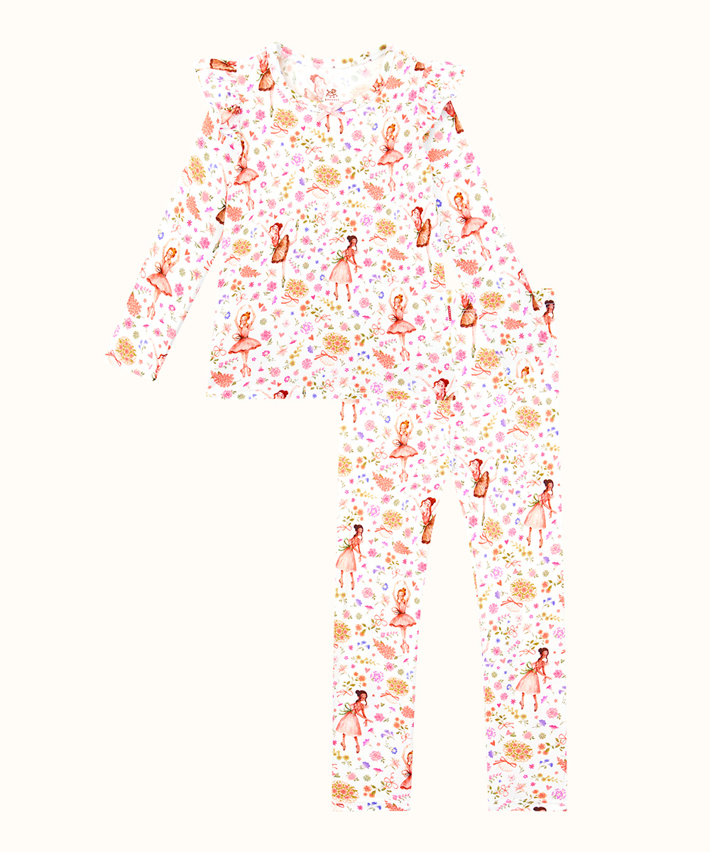 Toddler Girl Pajamas Ruffled Long Sleeve Pajamas