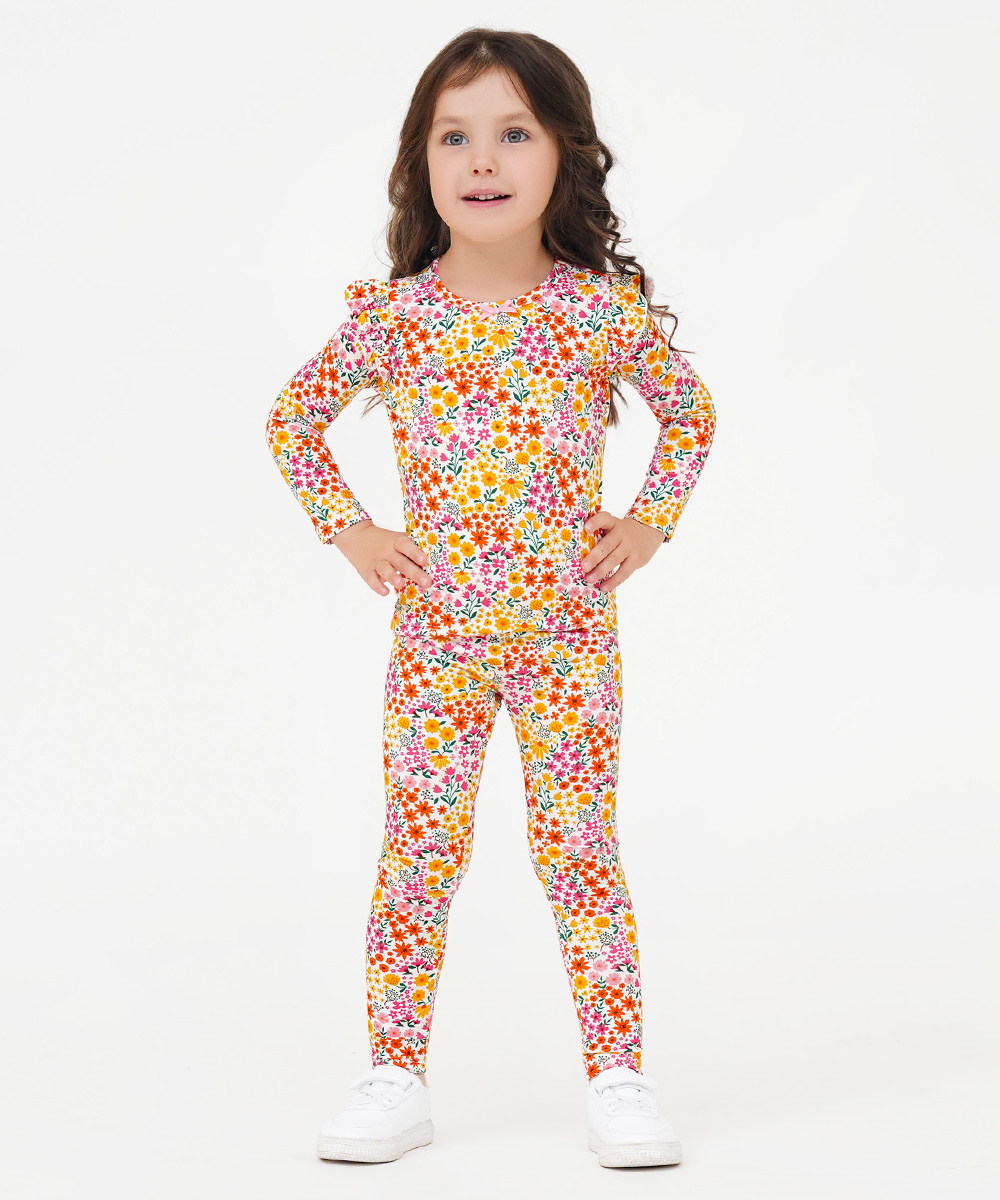 Toddler Girl Pajamas Ruffled Long Sleeve Pajamas