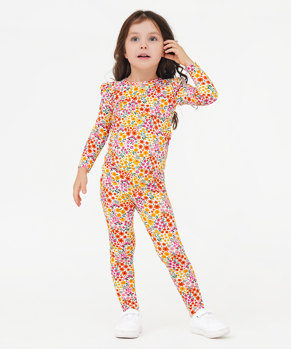 Toddler Girl Pajamas Ruffled Long Sleeve Pajamas