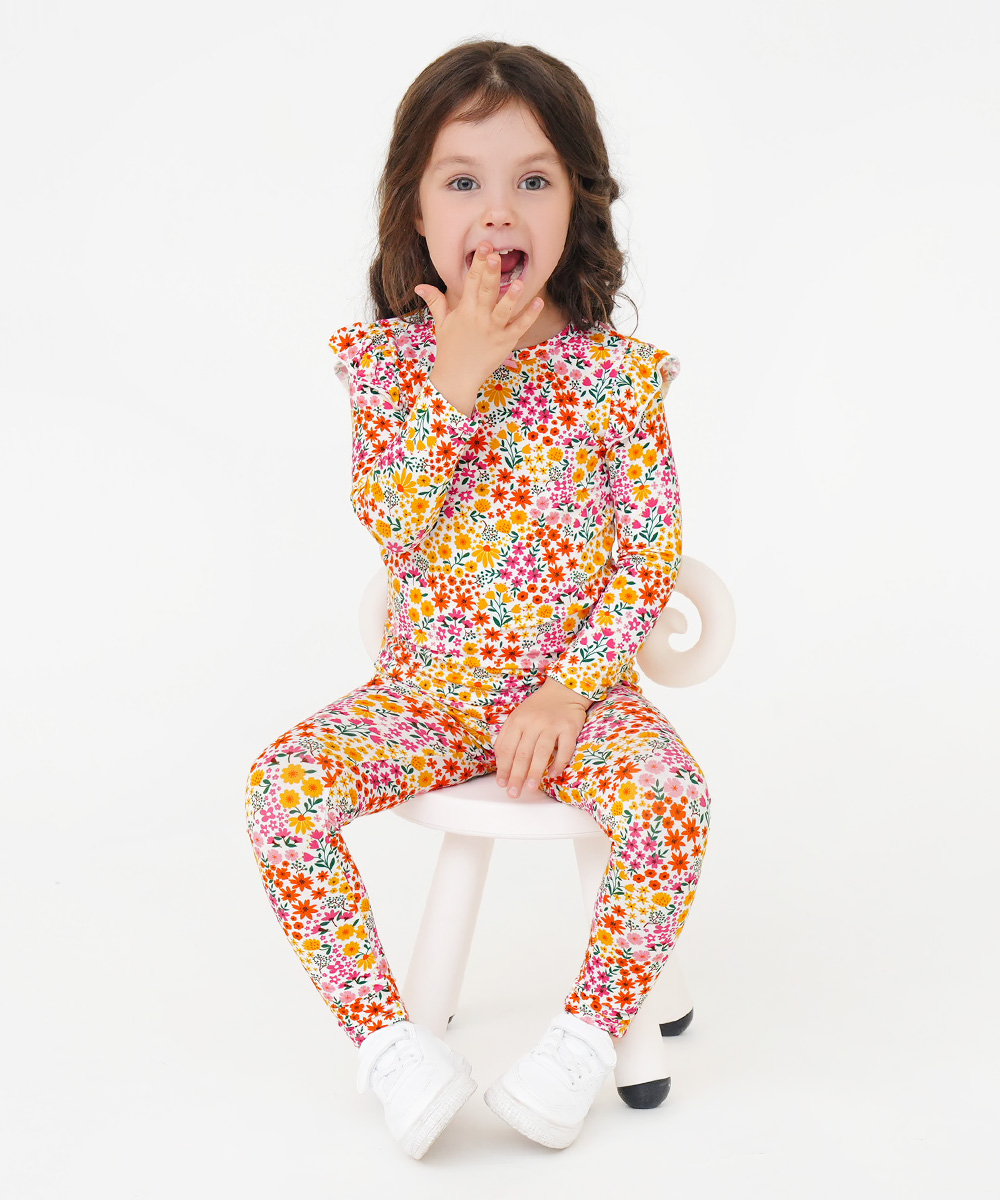 Toddler Girl Pajamas Ruffled Long Sleeve Pajamas