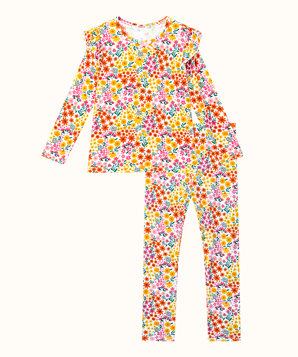 Toddler Girl Pajamas Ruffled Long Sleeve Pajamas