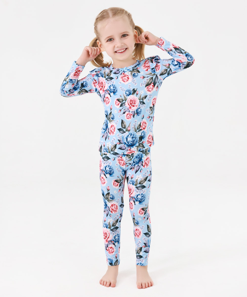 Toddler Girl Pajamas Ruffled Long Sleeve Pajamas