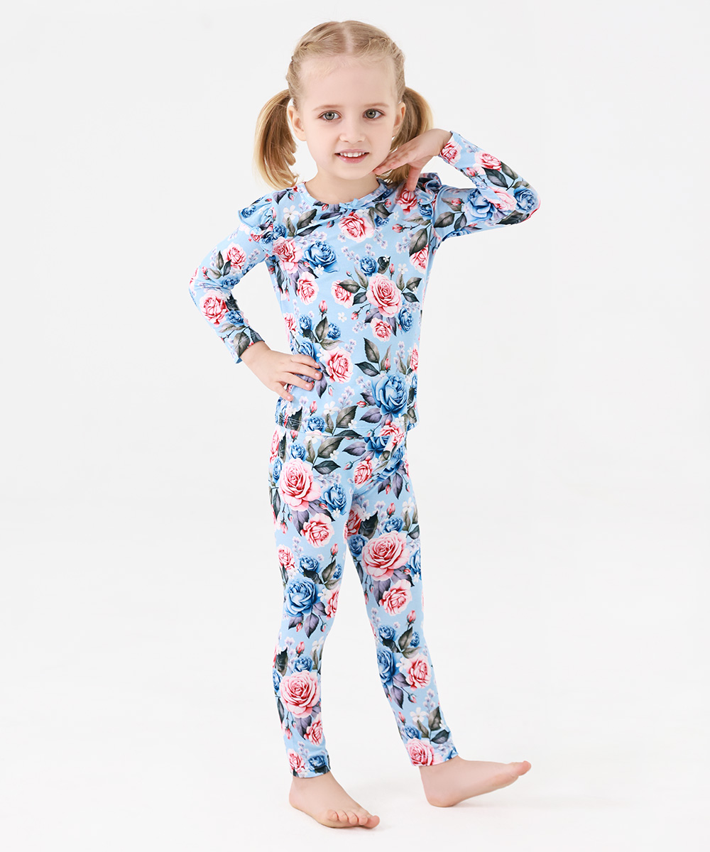Toddler Girl Pajamas Ruffled Long Sleeve Pajamas