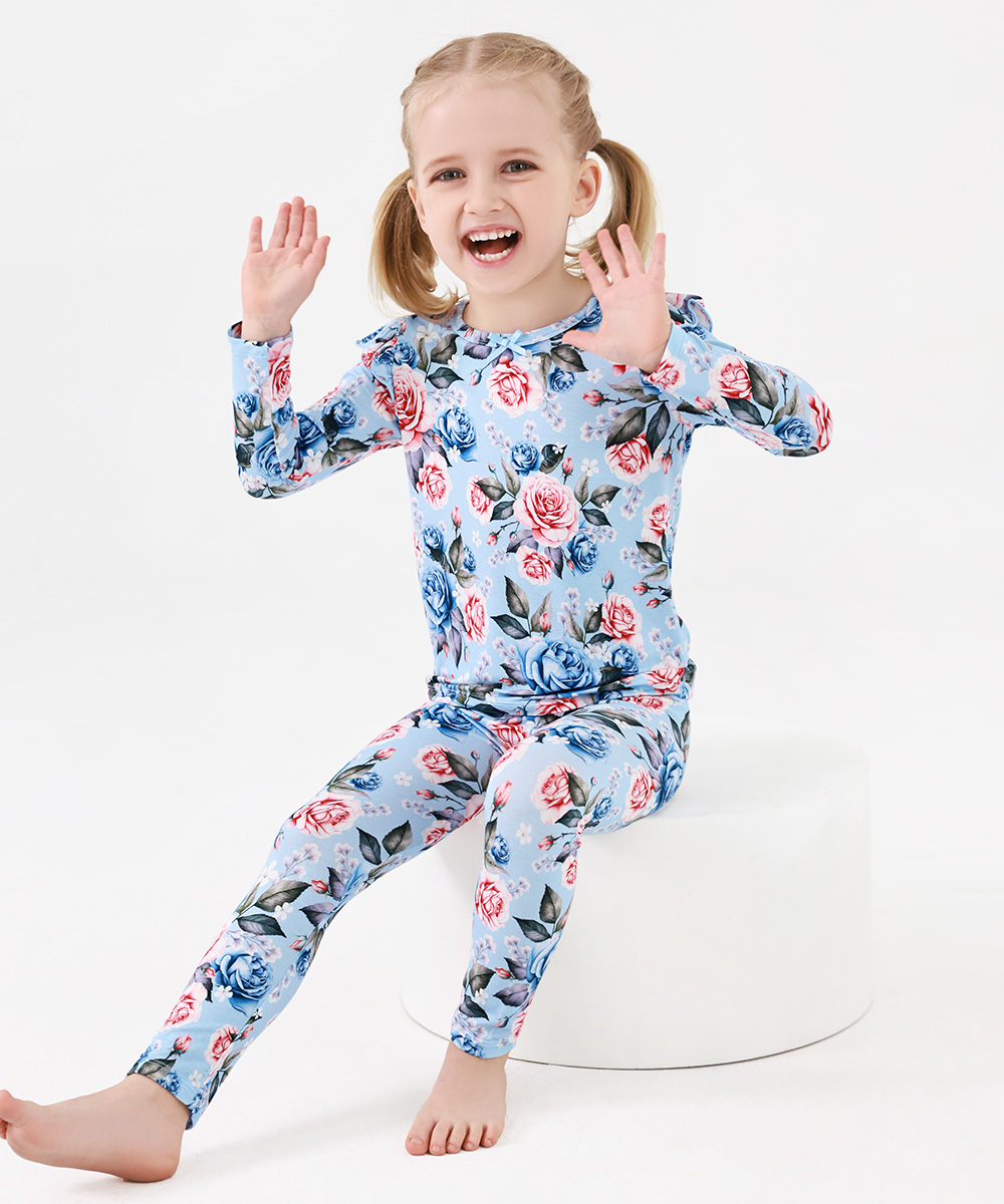 Toddler Girl Pajamas Ruffled Long Sleeve Pajamas