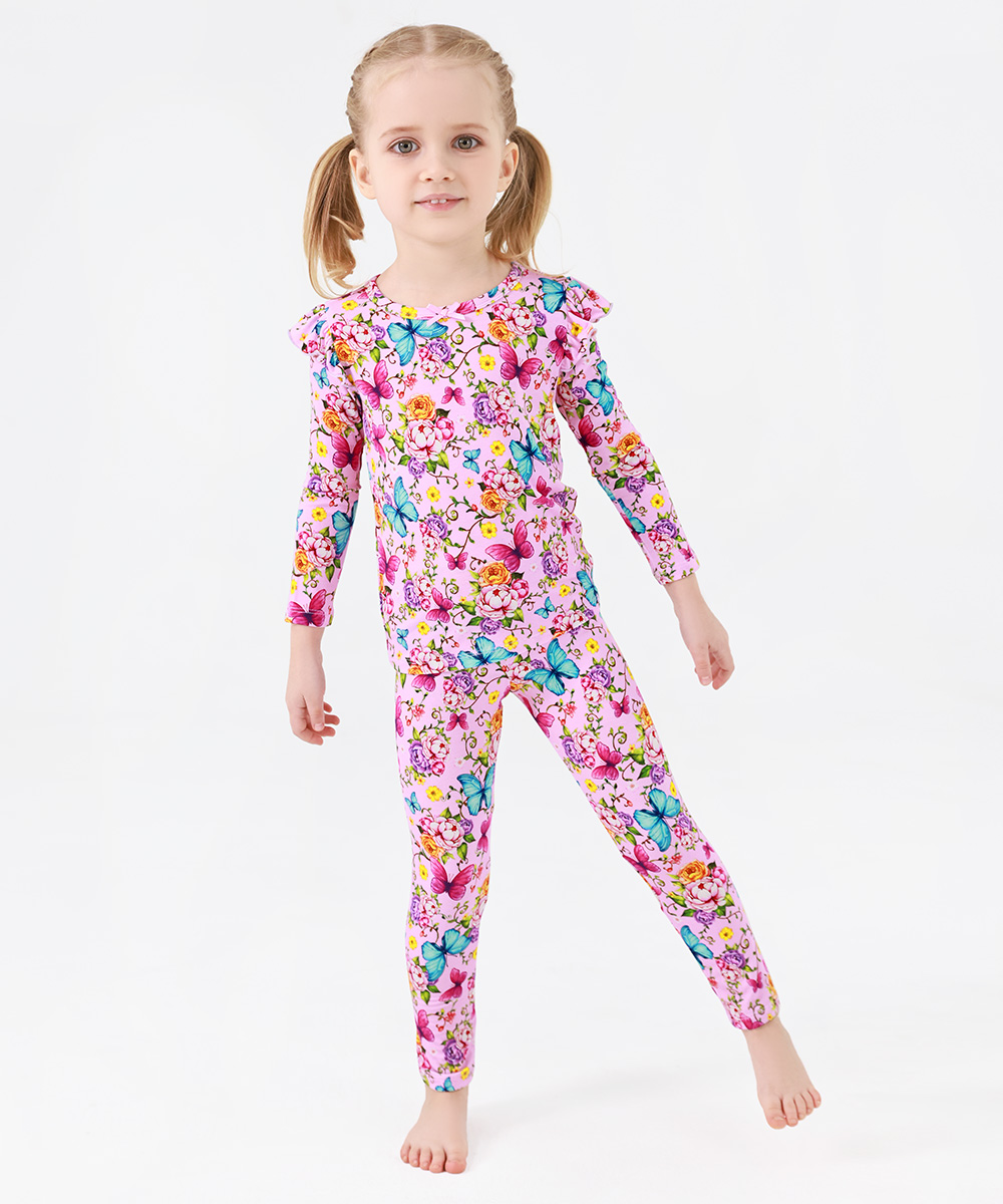Toddler Girl Pajamas Ruffled Long Sleeve Pajamas