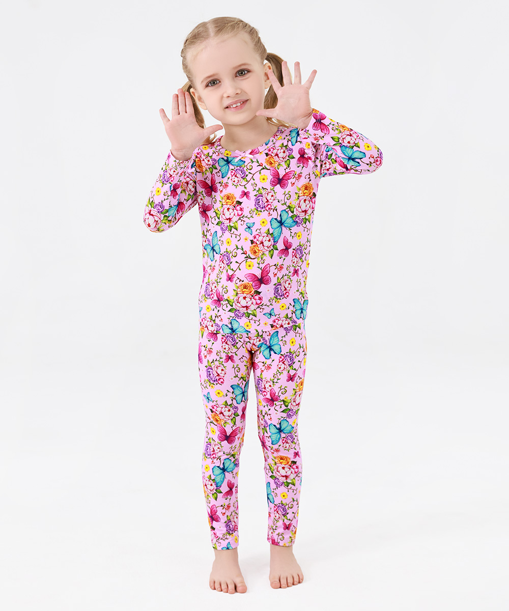 Toddler Girl Pajamas Ruffled Long Sleeve Pajamas