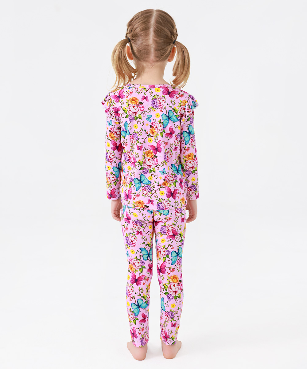 Toddler Girl Pajamas Ruffled Long Sleeve Pajamas