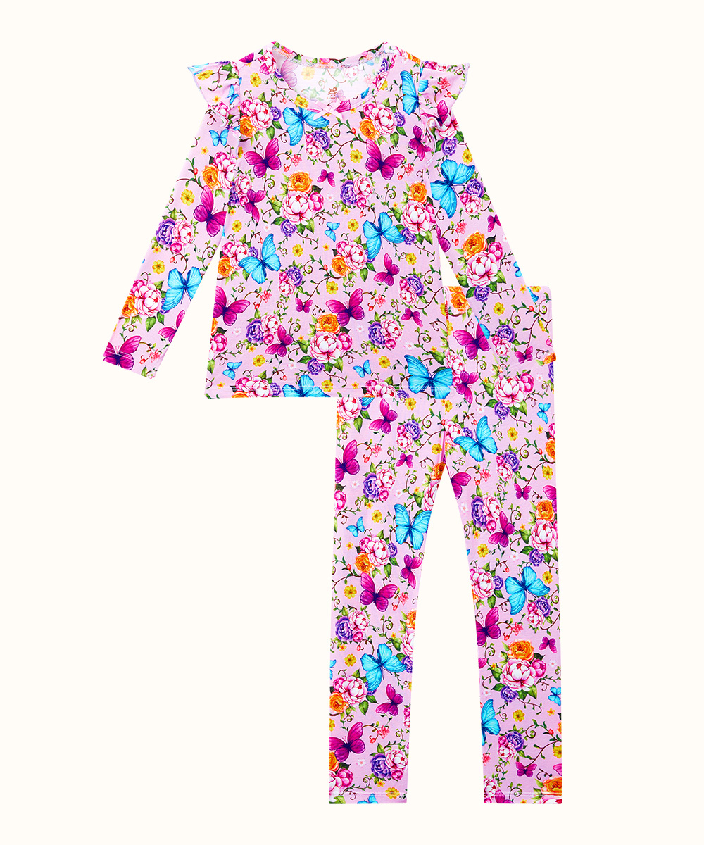 Toddler Girl Pajamas Ruffled Long Sleeve Pajamas