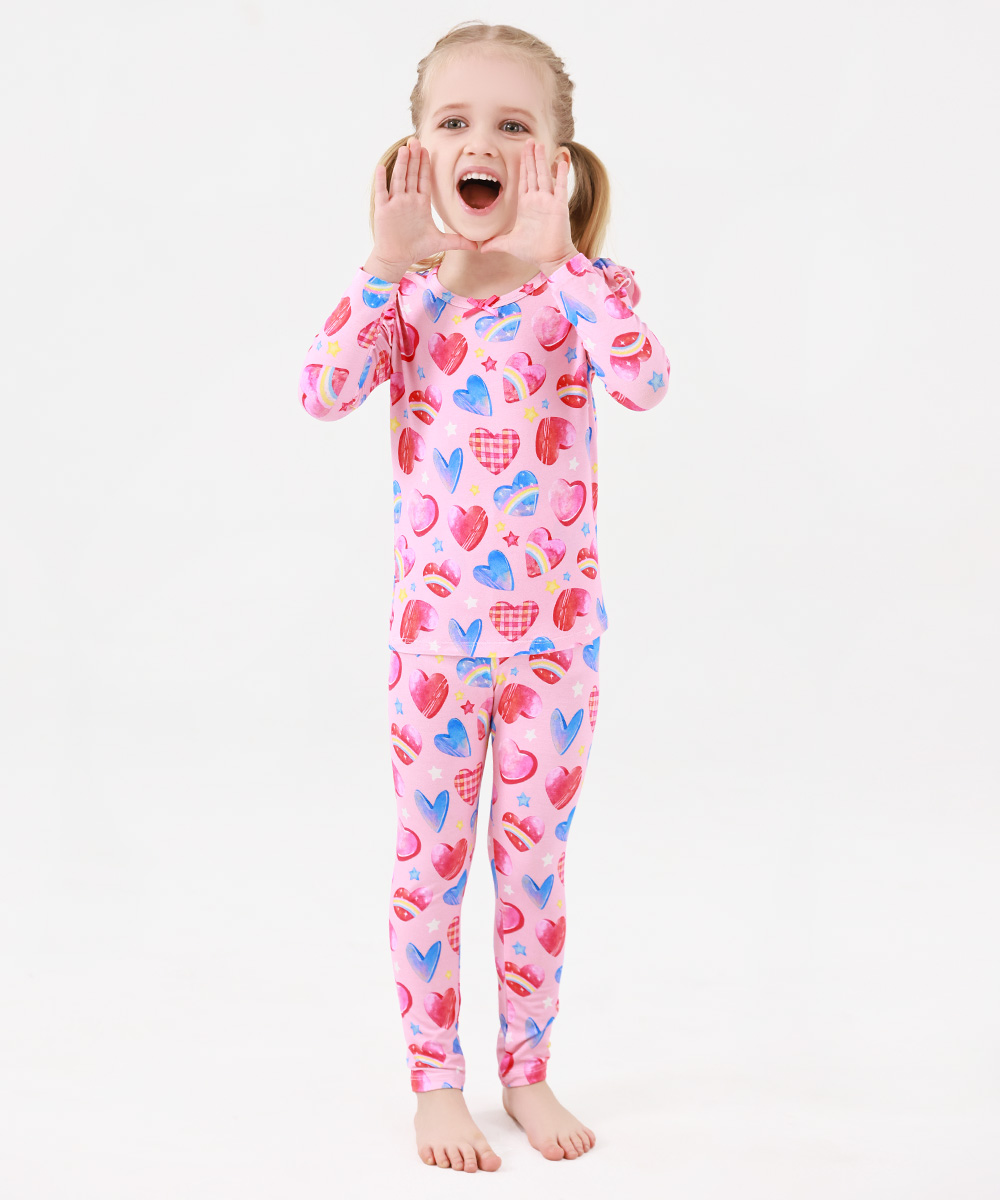 Toddler Girl Pajamas Ruffled Long Sleeve Pajamas