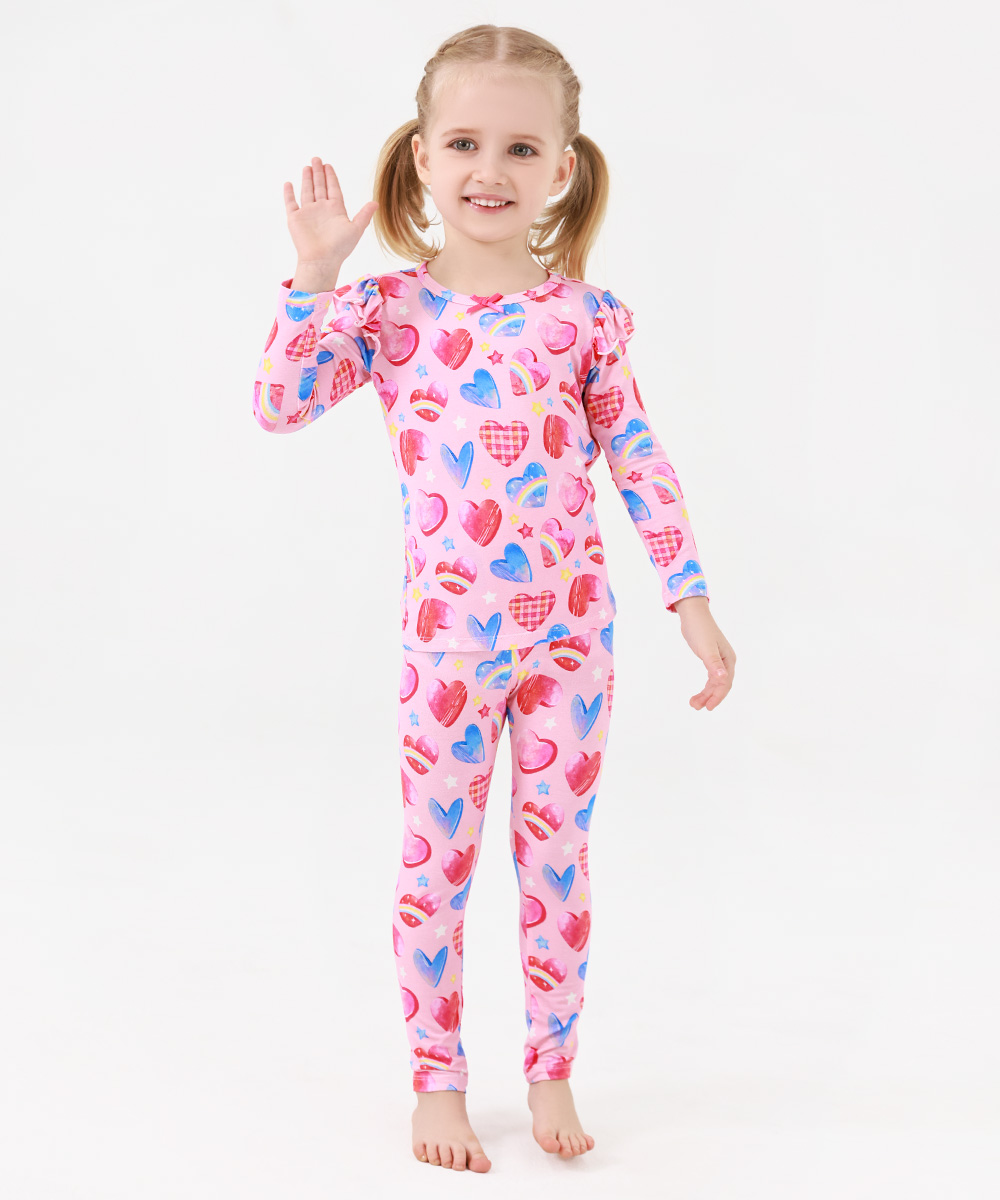 Toddler Girl Pajamas Ruffled Long Sleeve Pajamas