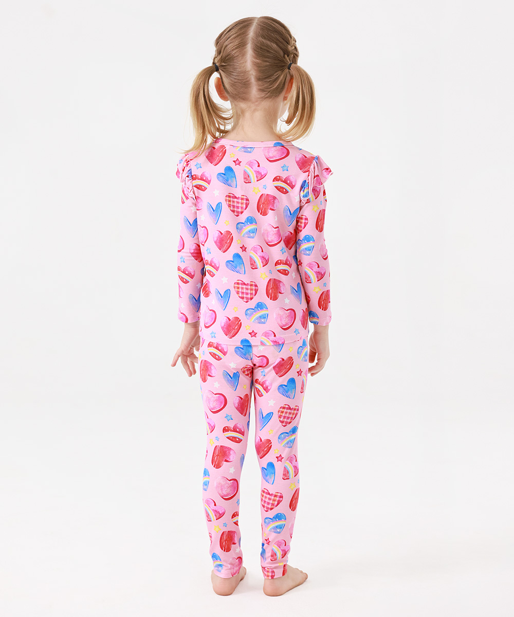 Toddler Girl Pajamas Ruffled Long Sleeve Pajamas