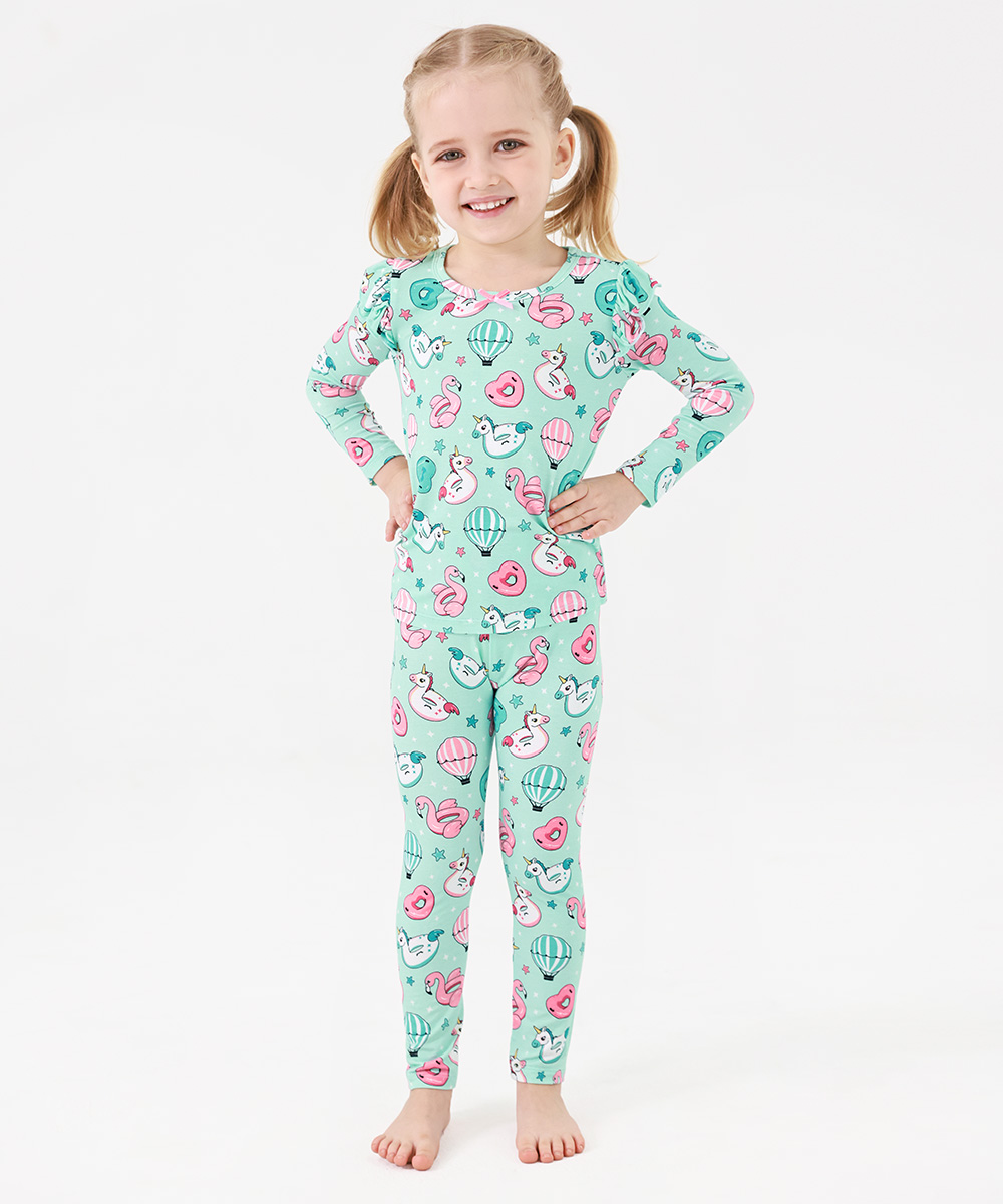 Toddler Girl Pajamas Ruffled Long Sleeve Pajamas