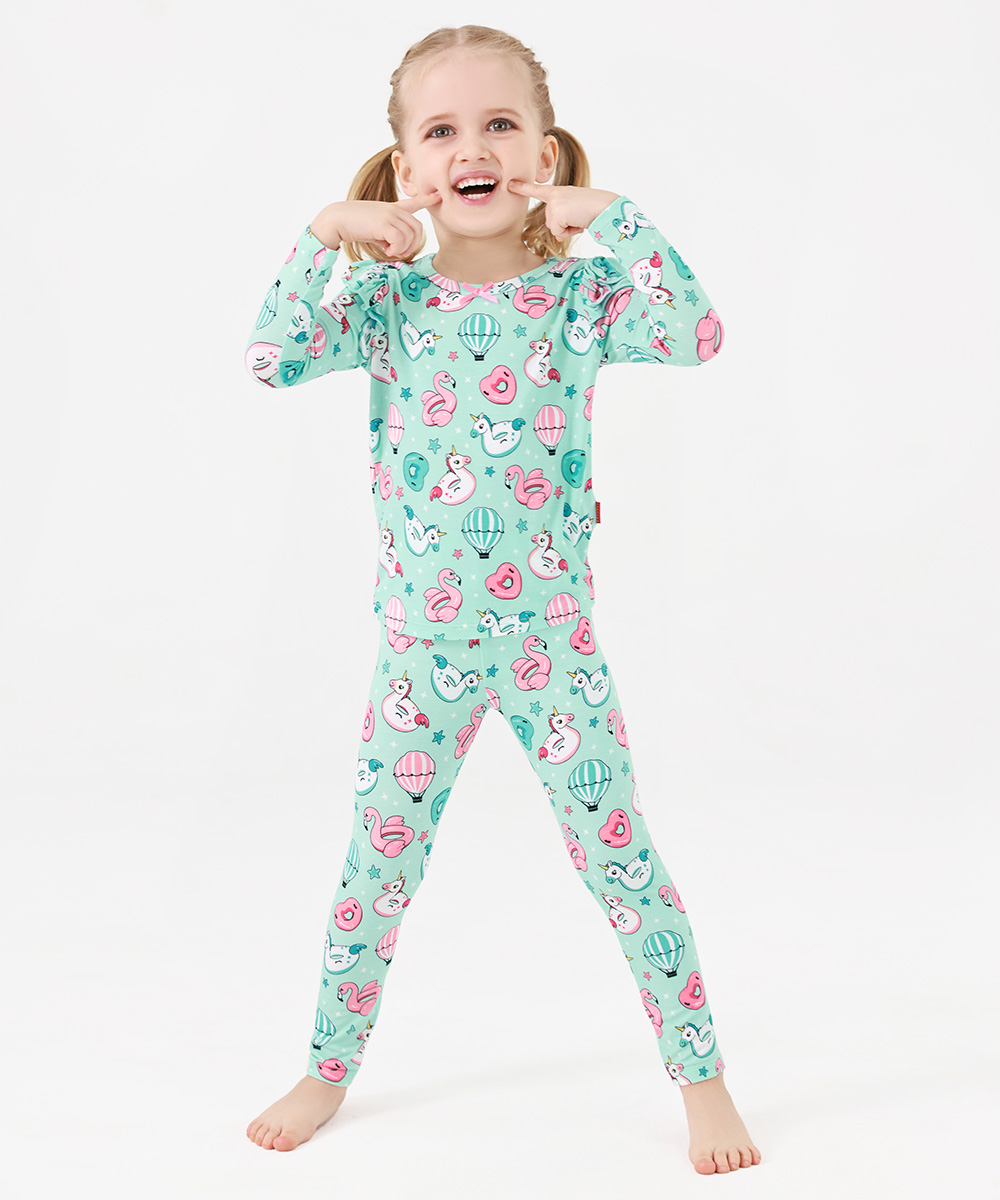 Toddler Girl Pajamas Ruffled Long Sleeve Pajamas