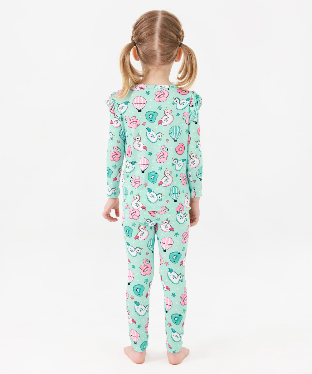 Toddler Girl Pajamas Ruffled Long Sleeve Pajamas