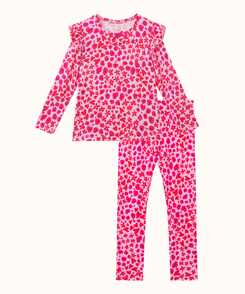 Toddler Girl Pajamas Ruffled Long Sleeve Pajamas